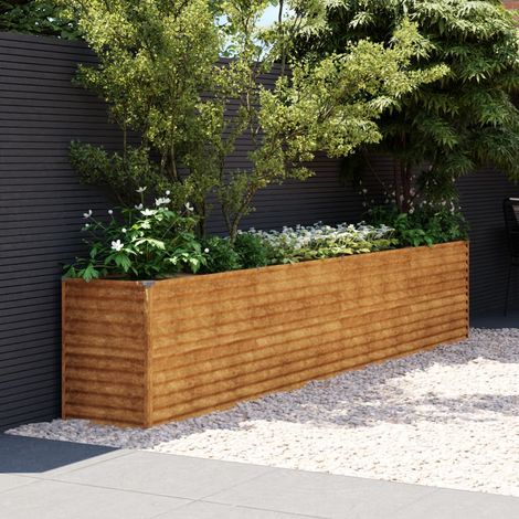 Vidaxl – Jardinière surélevée 385x50x69 cm en acier Corten – Anticorrosion naturel – Support intérieur pour robustesse – Décoration jardin (1/5)