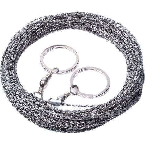 Scie à fil extérieure de 10 mètres de long, câble de survie pour scie à fil, corde de coupe de fil de tronçonneuse en acier inoxydable épaissi (1/4)