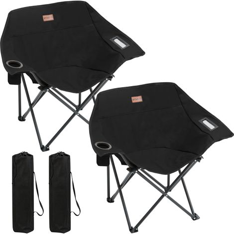 Symino Campingstuhl Faltbar mit Getränkehalter und Seitentasche - Anglersessel klappbar - Tragbarer Bequem Klappstuhl Gartenstuhl Relaxsessel Sessel Belastbarkeit bis 120 kg