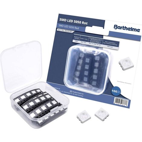 Barthelme Jeu de LED SMD 5050 rouge 1000 mcd 120 ° 60 mA 2 V Bulk R169121