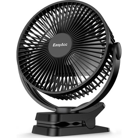 Ventilateur Portable Silencieux 25 cm de Hauteur, débit d'air puissant, Pince Robuste, Ventilateur USB de Bureau pour Bureau Voiture de Golf, Voyage en plein air, Camping (1/5)