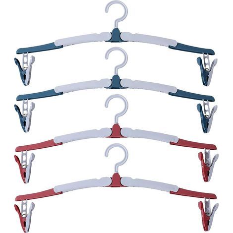 Lot de 4 Cintres Pliables de Voyage - Folding Clothes Hanger Rotatifs 360° avec Pinces, Cintre Pliable Gain de Place pour Valise, Hôtel et Camping (1/5)