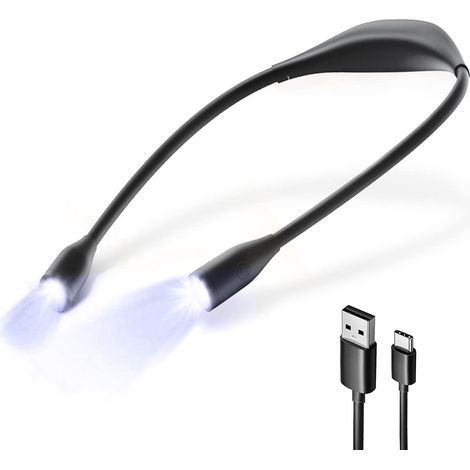 Lampe de lecture rechargeable - 3 couleurs + 3 intensités, bras flexible en silicone, USB-C, 6 à 20h d'autonomie - Pour lecture, couture, bricolage, voyage (1/5)