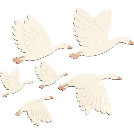 6 Pièces Décorations Muraux pour Chambre d'Enfant Cygne, Sticker Mural Enfants Bebe, Ensemble DIY Bois avec Adhésifs Forts (1/5)