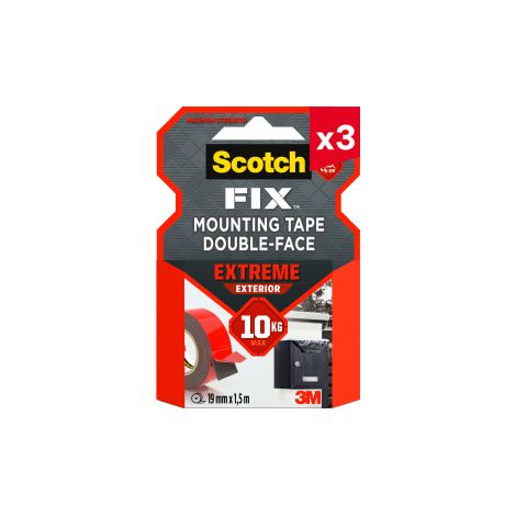 Lot de 3 rubans d'assemblage double face pour l’extérieur Scotch-FIX™ Extreme, 19 mm x 1,5 m, 1 rouleau/paquet (1/2)