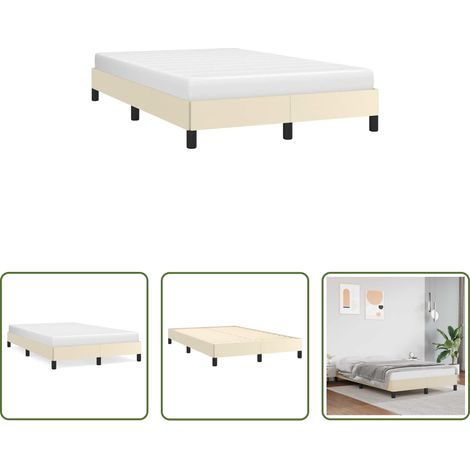 Kunstlederbett - Bettgestell ohne Matratze Creme 120x190 cm Kunstleder (1/5)