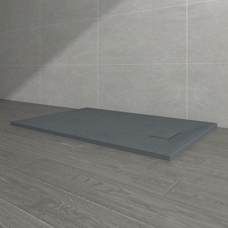 NRG 1200 x 800mm Anthracite SMC Rectangle Slate Effect Bathroom Shower Enclosure Tray (1/5)