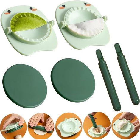 2 set di stampi per ravioli, macchina ergonomica manuale per ravioli di noodles, stampo per ravioli cinesi, tre in uno (verde) (1/5)