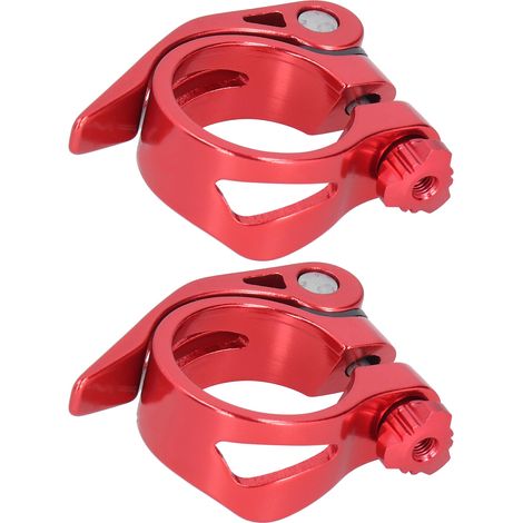 Lot de 2 colliers de serrage rapide pour tige de selle de vélo de route/VTT, 34,9 mm, rouge (1/5)
