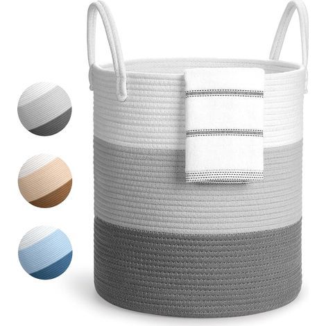 Foldable laundry basket in natural cotton – Large capacity 35 x 40 cm – Soft handle for easy carrying – Storage for toys and clothes (1/5)