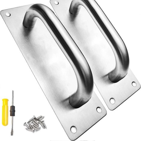 Poignée de porte coulissante (lot de 2), poignée extérieure robuste en acier inoxydable pour portes de grange et portes coupe-feu (1/5)