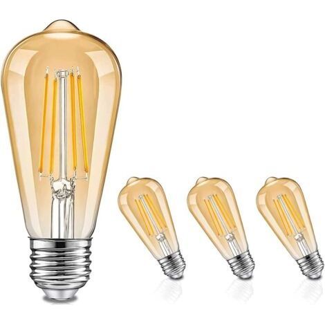 Ampoule LED E27 Dimmable à Filament - Stepless Dimmable Ampoule ST64 Style Antique - Rétro 2700K Blanc Chaud 3pcs (1/5)