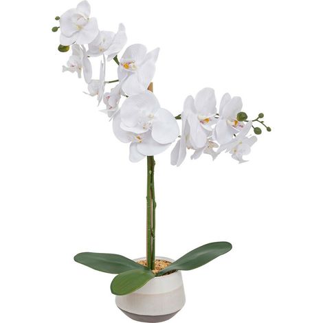 Künstliche Orchidee weiß in Blumentopf CLERA, 52 cm (1/4)