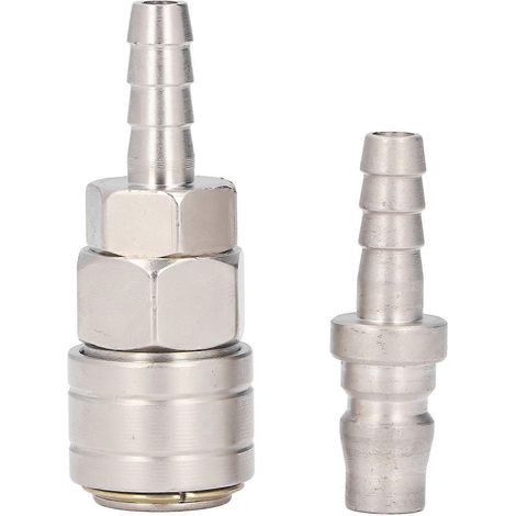 Raccord pneumatique, acier inoxydable nickelé, autobloquant, raccord rapide pour tuyaux pneumatiques (longueur 8 mm)