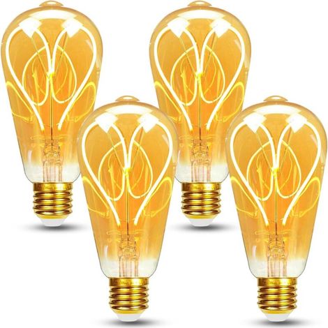 4er-Pack E27 Vintage-LED-Lampen, dimmbar, 4 W, ST64, warmweiß 2700 K, 360 lm, Edison-Stil, dekorative Retro-Lampen (1/4)