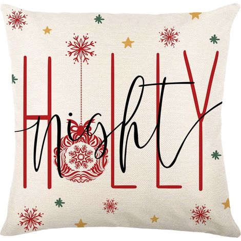 Housse De Coussin Noel - 45 x 45 cm - Tissu Coton Lin - Décoration Intérieure Pour Canapé Ou Fauteuil - Lot De 1