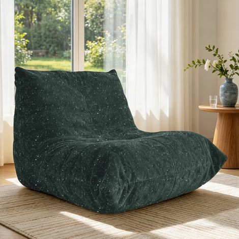 Fauteuil pouf 90x100x80 cm en tissu flanelle vert, confortable pour salon FloraGrace (1/5)