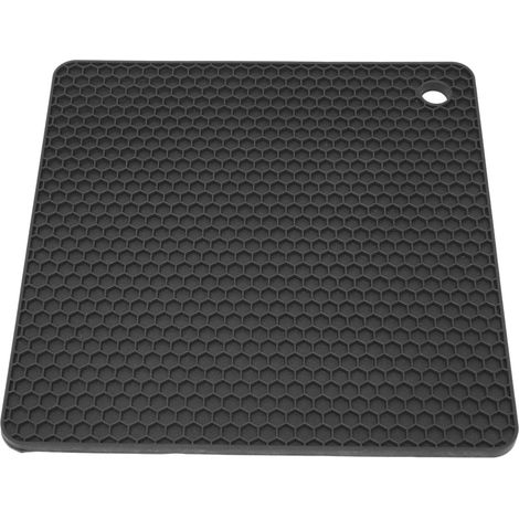 Tapis isolant thermique carré en silicone épais antidérapant et résistant à la chaleur pour pot à cire et bol, noir (1/5)