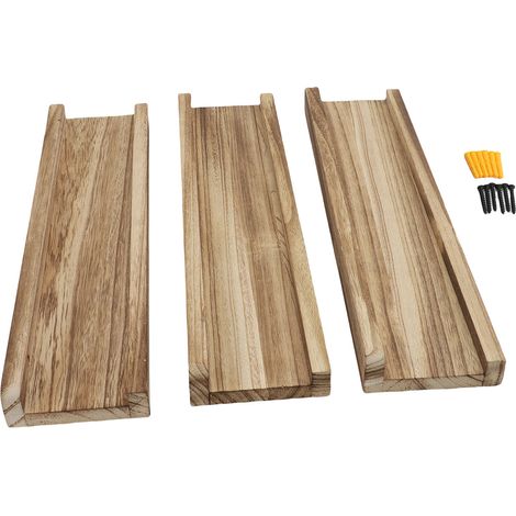 3PCS Étagères Flottantes Bois Rustique Murale – Présentation Chambre Buanderie Salon Cuisine, Couleur Bois (1/4)