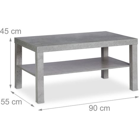 Mesa de centro rectangular práctica para salón con balda inferior 120 x 60 x 40 cm de madera gris 130004759 (1/3)