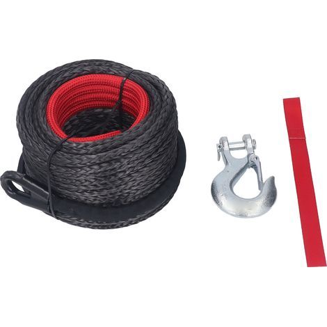 Eosnow Kit de corde de treuil synthétique 10mm X 30m, résistant aux UV, résistant à l'usure, ensemble de ceintures à crochets pour véhicules tout-terrain et camions, 18740 lb