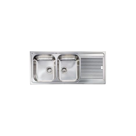 CM 011247SCSSX Zenith Lavello ad incasso 2 vasche con gocciolatoio a destra 116 x 50 cm acciaio inox colore Acciaio inox (1/5)