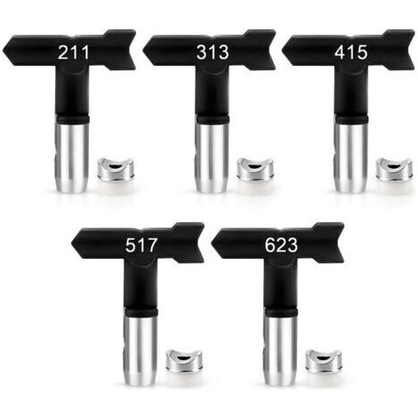 Set of 5 reversible high-pressure airless paint spray nozzles for home, garden and patio (211, 313, 415, 517, 623)--BIEMMEDUE (1/5)