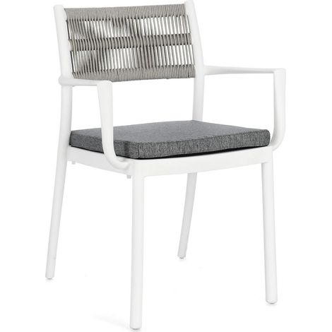Set 4 Sedia in Polipropilene Bianco/Grigio Chiaro (1/5)