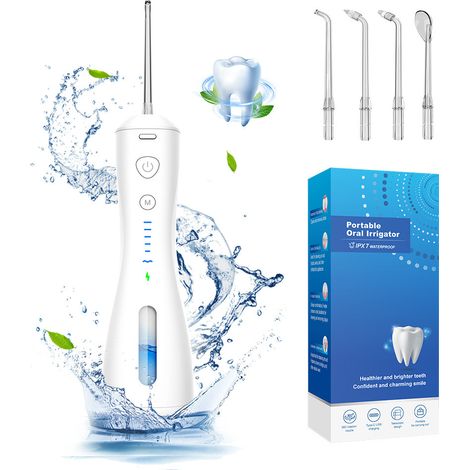 Un nouveau modèle ML16 d'hydropulseur portable sans fil blanc, rechargeable par USB, doté d'une pompe silencieuse et d'une conception étanche IPX7 (1/5)