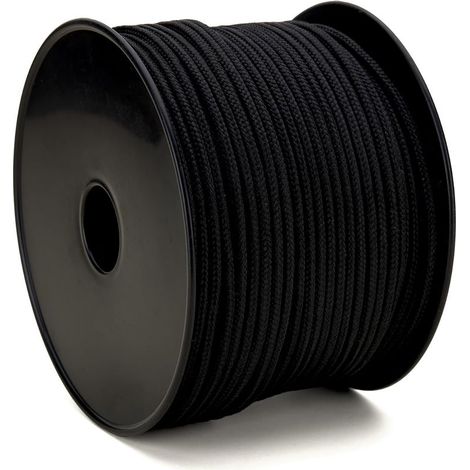 Ø 2 mm Bobine 100 m Tressée Polypropylène Noire Corde Extérieur,Arrimage et Jardinage (1/5)