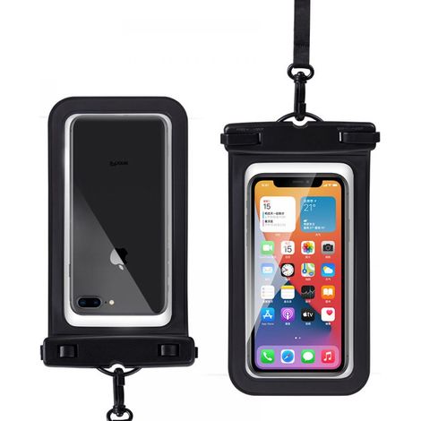 Wasserdichte Handytasche – Transparente, touchscreenkompatible Taucherhülle (ideal für Lieferfahrer) – Schützende, schwimmtaugliche, staub- und regenfeste Tasche – Schwarz [Passend für Geräte bis zu 6 (1/5)