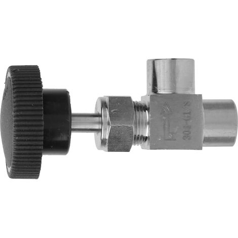 Vanne à aiguille à filetage interne BSPP, vanne à guillotine coudée en acier inoxydable 304, adaptée à l'eau, au gaz, à l'huile et au carburant (1/8 pouce). (1/5)