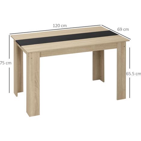 Table de salle à manger moderne en bois (4-6 personnes), 120x69x75cm, noire et couleur bois. (1/5)