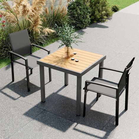 Ensemble 2 chaises jardin empilables siège respirant en aluminium textilene charbon - Dimensions: 56x58x89 cm - Couleur: Gris