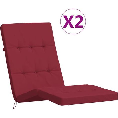 Ensemble de deux coussins pour chaise longue, bordeaux, tissu Oxford. (1/5)