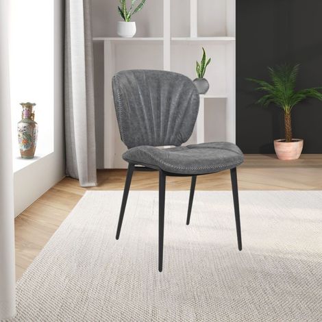 Set 2 Sedia con gambe in metallo nero colore grigio chiaro Elice (1/5)