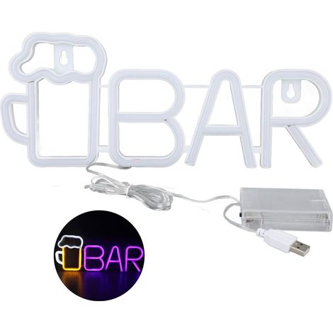 Enseigne lumineuse LED néon en forme de barre, alimentée par USB ou piles, haute sécurité, idéale pour chambre, fête ou jardin, violette. (1/5)