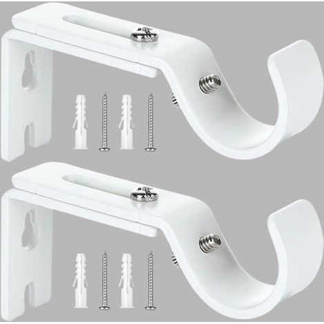 Support de Tringle à Rideau Réglable,2 Pcs Supports Murale Réglables,Support pour Tringle à Rideau,Compatible avec les tringles à rideau d'un diamètre maximal de 20mm-25mm(Blanc) (1/4)