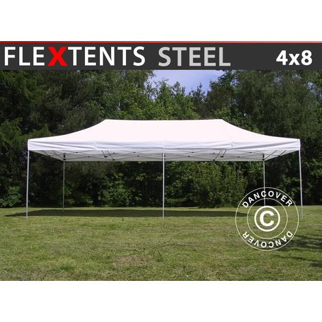 Tente pliante Chapiteau pliable Tonnelle pliante Barnum pliant FleXtents Steel 4x8m Blanc (1/3)
