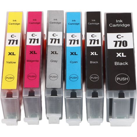 Cartouche d'encre Noir et Couleur Lot Compatible pour PIXMA MG5770 MG6870 MG7770 TS5070 TS6070 TS8070 BK C M Y GY (1/5)
