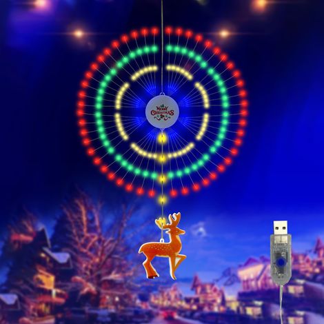 Guirlande lumineuse de Noël en forme de feu d'artifice, suspension décorative étanche IP65, lumières colorées, 8 modes d'éclairage (1/3)