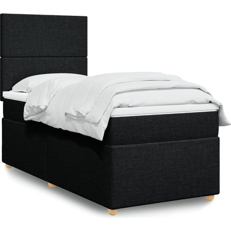 Boxspringbett mit Matratze Schwarz 90x190 cm Stoff