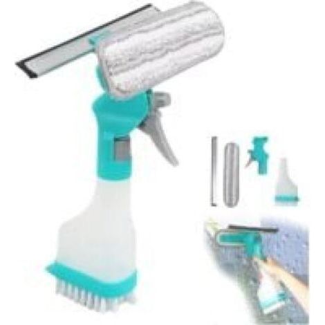 4 in 1 Window Cleaning Kit for Car, Kitchen, Bathroom, Shower Doors with Spray Bottle, Squeegee, Scraper (Blue) (1/5)