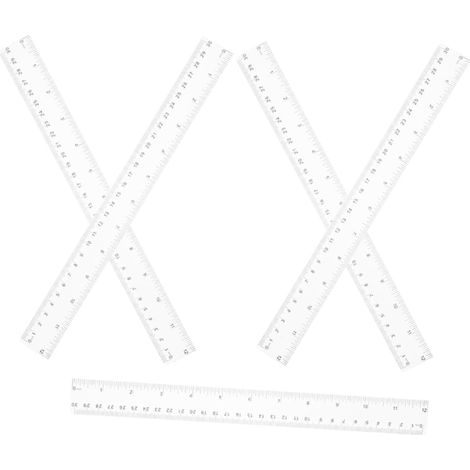 Règle en plastique transparent (lot de 5) avec mesures (1/5)