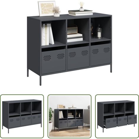 vidaXL Schubladen -  Sideboard Anthrazit 101,5x39x73,5 cm Kaltgewalzter Stahl (1/5)