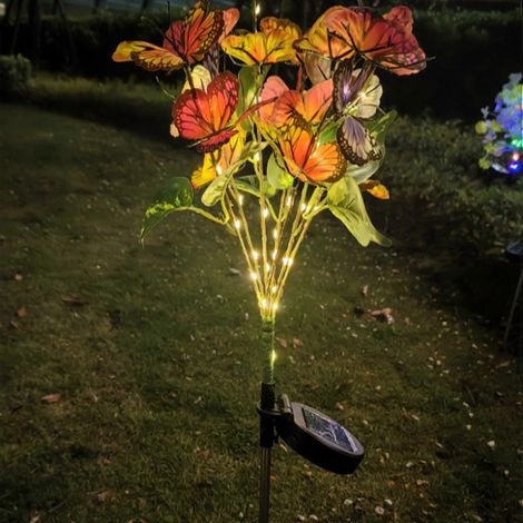 Solar-Gartenleuchte mit dekorativem Schmetterlingsmotiv, Gartenbeleuchtung für den Außenbereich, Wegbeleuchtung, IP65 wasserdicht
