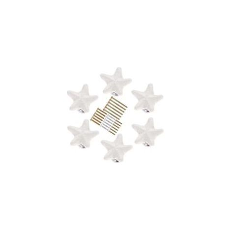 6 Pièces Bouton de Meuble en Forme d'Etoile de Mer avec 4 vis de différentes tailles, poignee de meuble cuisine en céramique,pour Placard Armoire Cuisine, Chambre d'enfant (Blanc) (1/5)