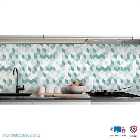 Crédence : Cubes et couleurs 2 - Couleur Bleu turquoise - Alu composite - 60 - 180 (1/3)