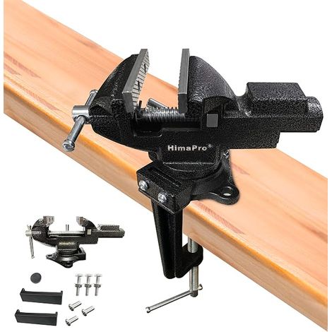 Étau de Table Étau de Banc avec Rotation à 360° – 8.4 cm Noir Métallique – Étau pour Travail du Bois, Emboutissage Métal et Bricolage