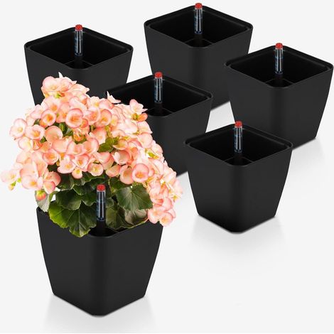 Selbstbewässerungstopf Kräutertopf 13,7 13,5 cm Schwarz (1/5)